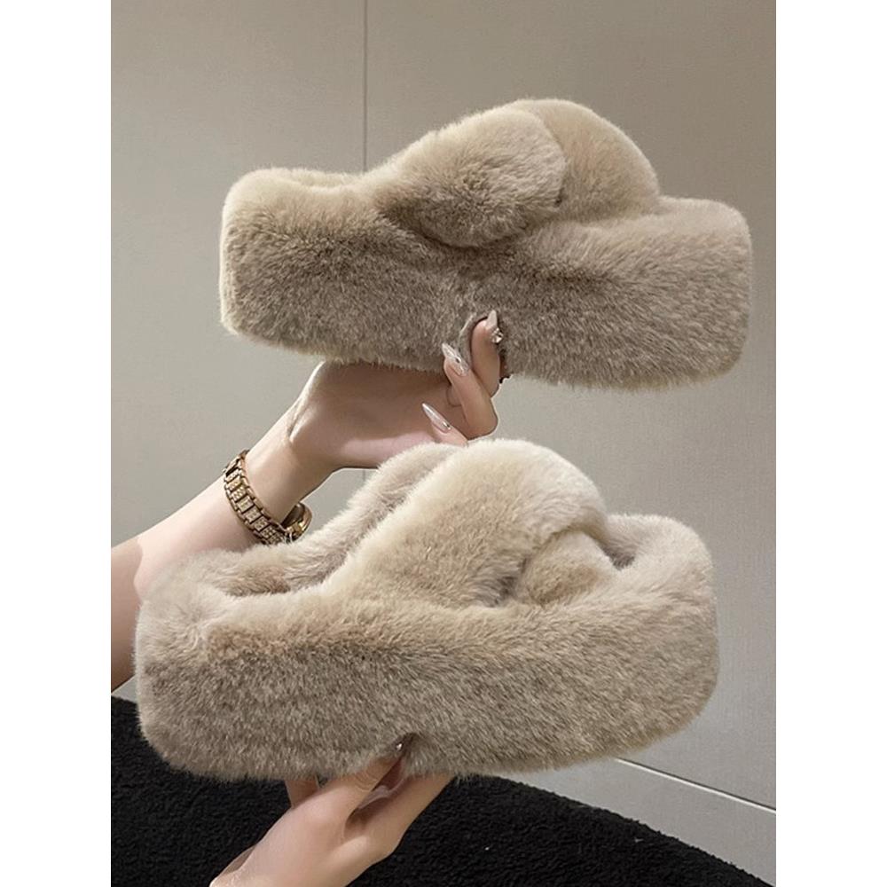 女款厚底毛绒拖鞋毛毛拖鞋外穿2025秋季新款