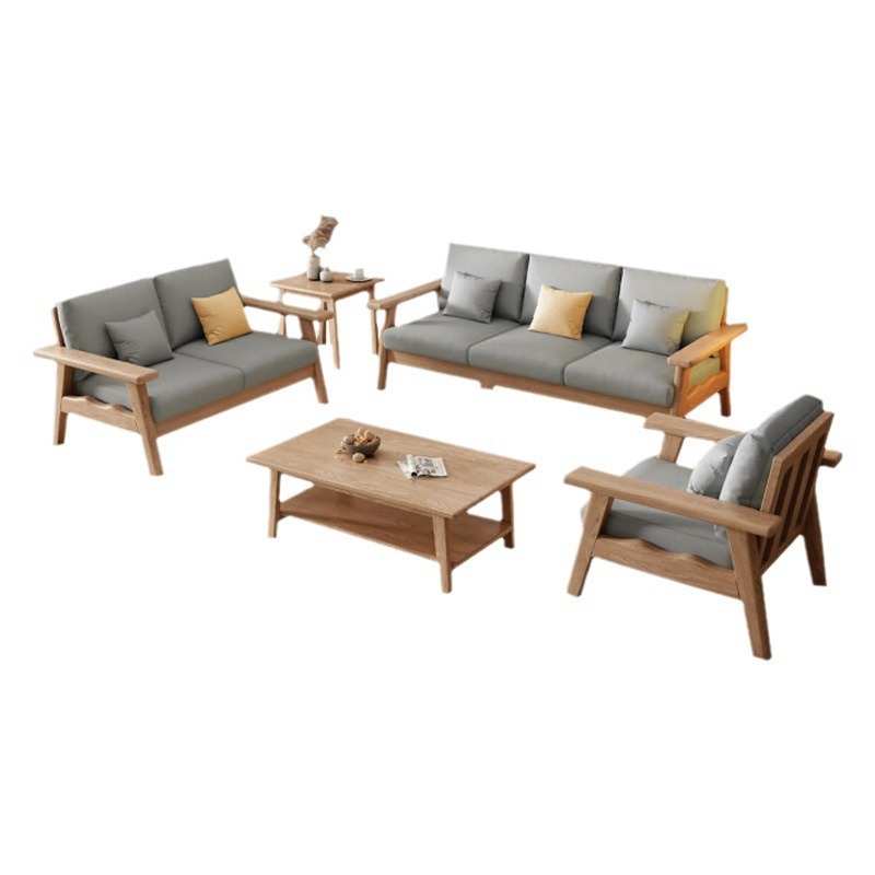 实木沙发现代简约新中式经济型转角贵妃沙发组合客厅冬夏两用家具