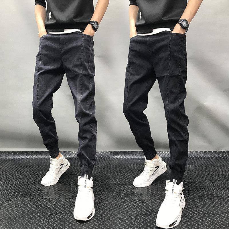 牛仔裤男潮牌2026春季新款韩版潮流修身小脚休闲裤男士束脚哈伦裤