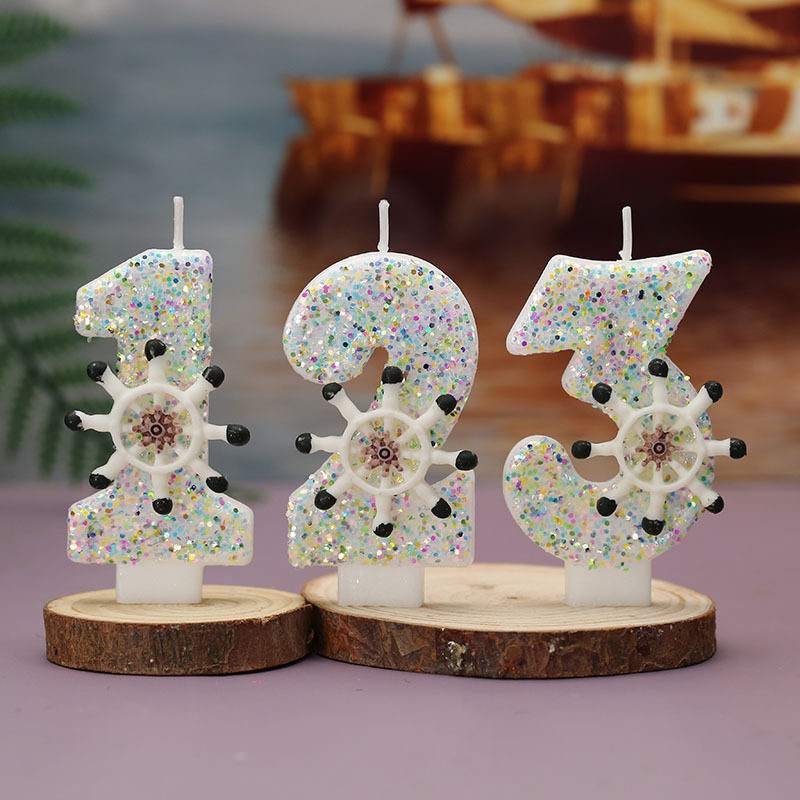海洋船舵创意数字生日蜡烛蜡片