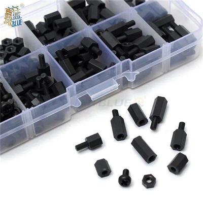 200Pcs/set M2 M2.5 M3 M4 Black/White Hex Nylon Standoff Spac