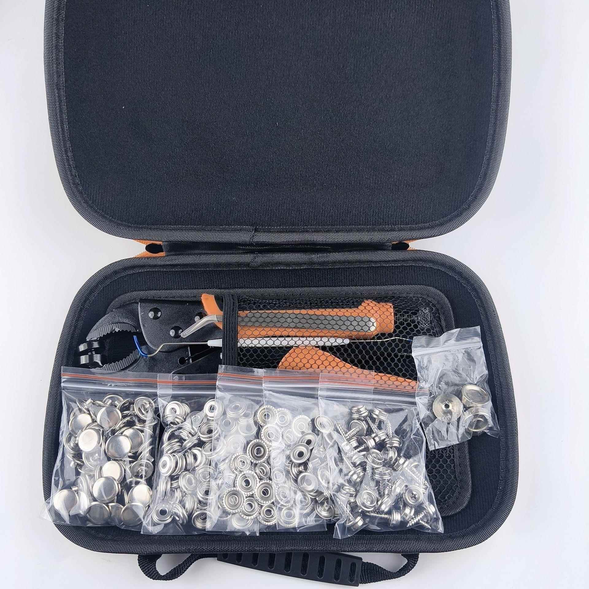 6SLO0套不锈螺钢丝大具白扣按扣手动小型压卡扣钳子力配纽扣工包