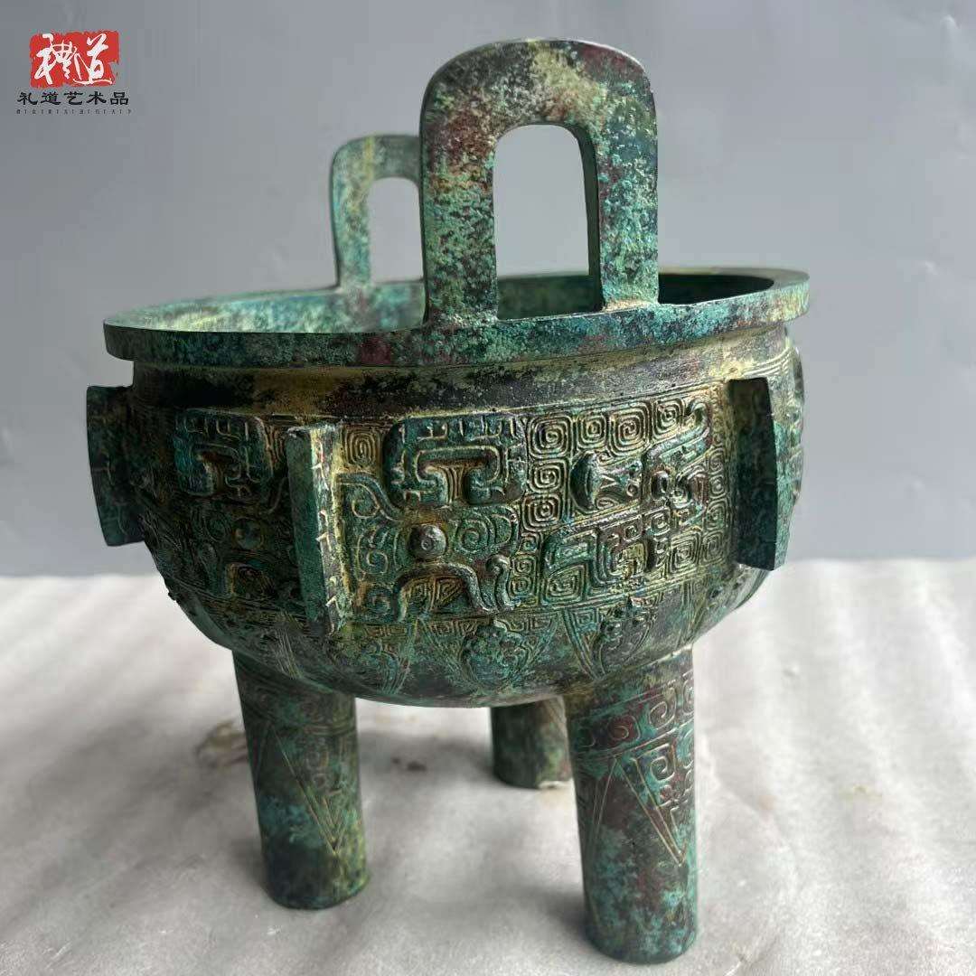 商代后期仿古青铜器工艺品河南安阳妇好鼎纯铜三足圆鼎中式摆件
