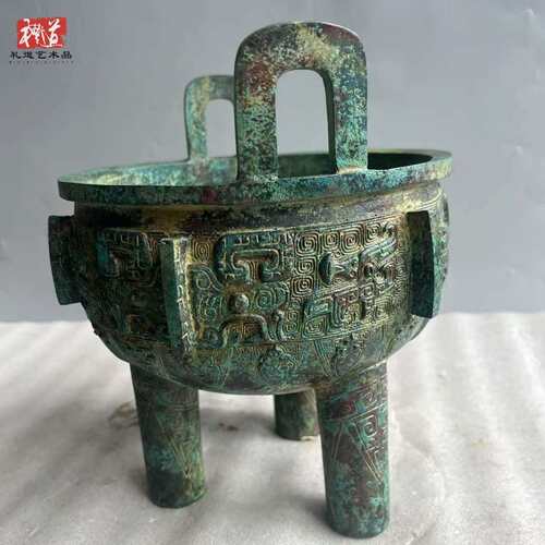商代后期仿古青铜器工艺品河南安阳妇好鼎纯铜三足圆鼎中式摆件