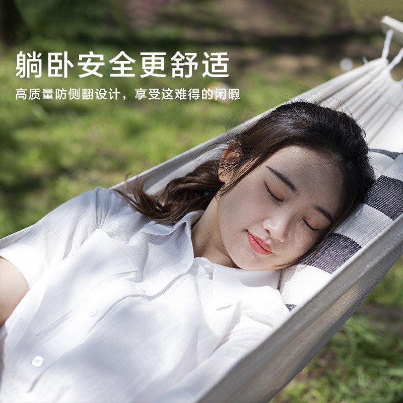 新款直销吊床户外秋千便携单人双人露营防侧翻野餐野营室内帆布吊