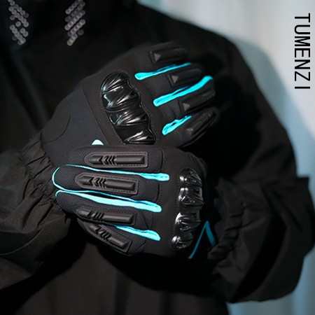 摩托车骑行手套全指触屏减震健身护甲四季款立体越野复古机车手套