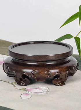 乌木雕刻底座盆景装饰石材底座实木紫砂茶壶香炉花瓶底座小工艺品