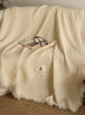 日式质朴棉麻本色四层流苏毯四季可用办公室午休盖毯沙发毯旅行毯