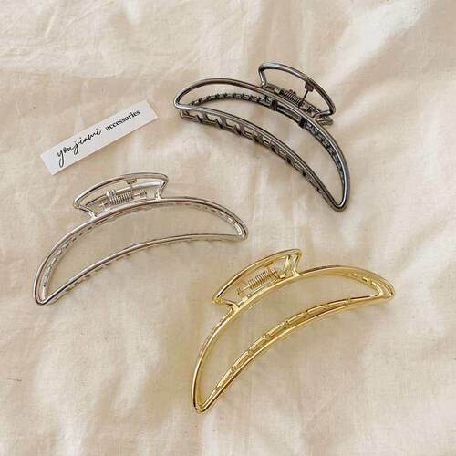 Ins Textured Metal Grab Clip Pearl Rhinestone Hair Grab Simp
