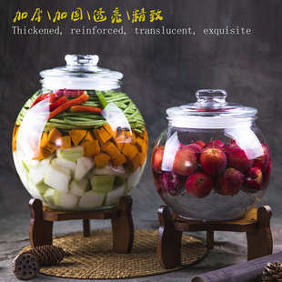 圆形泡菜瓶玻璃腌菜缸5斤10斤20斤泡菜泡酒密封坛子大口加厚防潮