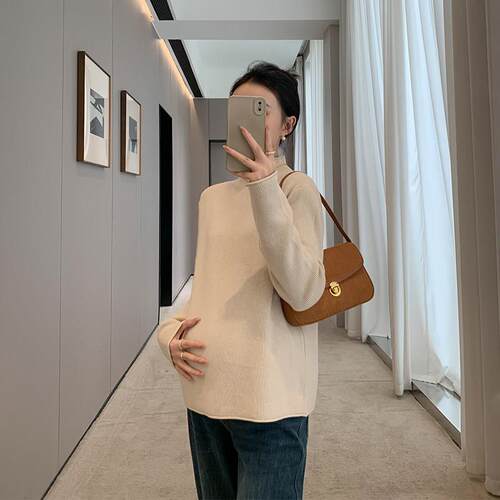 ZMA孕妇毛衣冬季加厚针织衫冬装加绒孕妇毛线衣女秋冬内搭打底衫