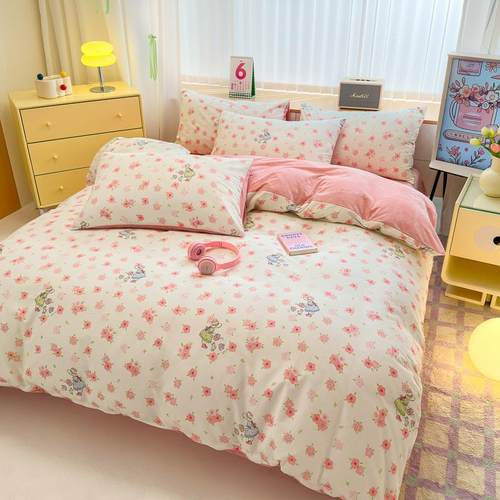 正品冬季面棉一面面绒四件一套ab棉婴儿绒全被套保暖棉加绒床单床