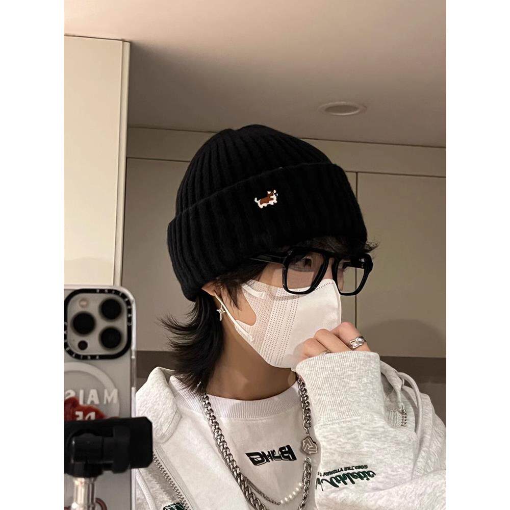 男士帽子冬季小狗毛线帽男生冷帽针织帽秋冬护耳女大头围2026新款