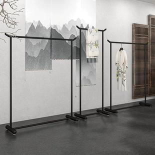 新中式服装店挂衣架落地黑色汉服婚纱影楼专用挂衣架女装店展示架