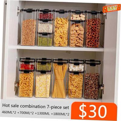 460~1800ml Stackable Storage Box Transparent Kitchen Contain