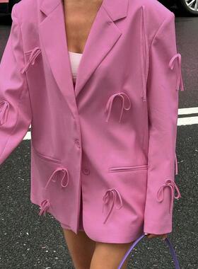 Small suit jacket, women's high-end pink suit