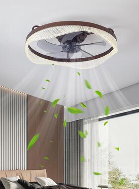 北欧轻奢风扇灯卧室柔风客厅餐厅吸顶风扇灯静音隐形led风扇灯