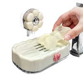 香皂盒家用肥皂盒浴室免打孔壁挂式 洗漱台吸盘置物架沥水盒子