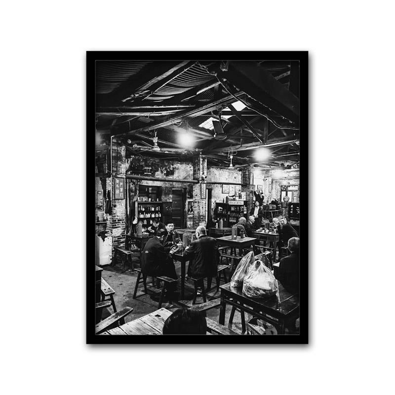 复古怀旧老照片四川成都老茶馆火锅店装饰画挂画茶楼重庆饭店壁画