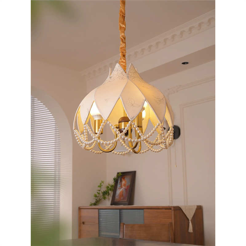 印花布珍珠美式南洋浪漫艺吊灯灯间温馨中古餐厅卧室复古衣帽法式