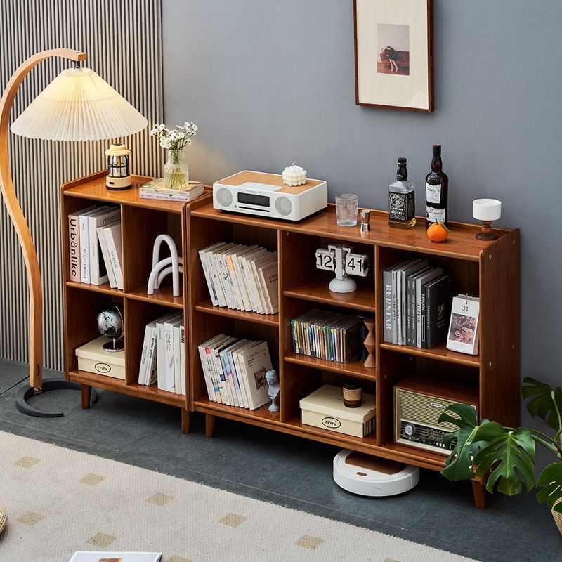 格子书架储物柜多层置书柜简易卧室家用收纳架物落地实木客厅