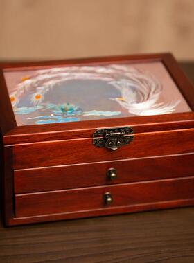 苏绣首饰盒摆件中式手工刺绣收纳饰品置物盒子国风双面绣文创礼品