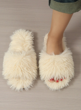 棉拖鞋冬季长毛毛拖鞋女士室内毛毛拖鞋2025春秋新款毛绒绒冬天