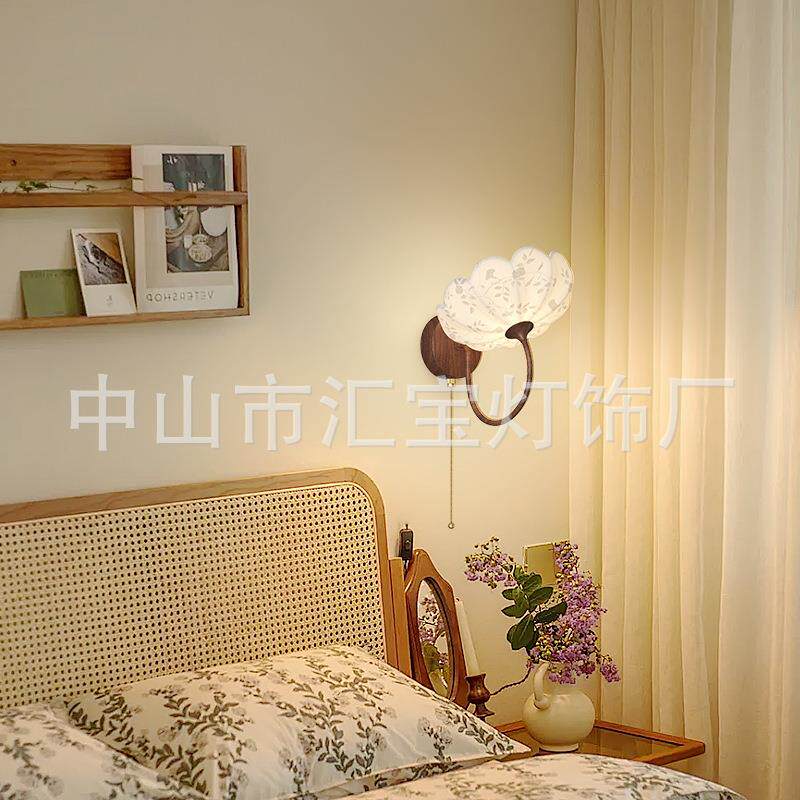 中古风卧室床头l拉链壁灯南洋风宋式美学布艺印花过道玄关阳台灯