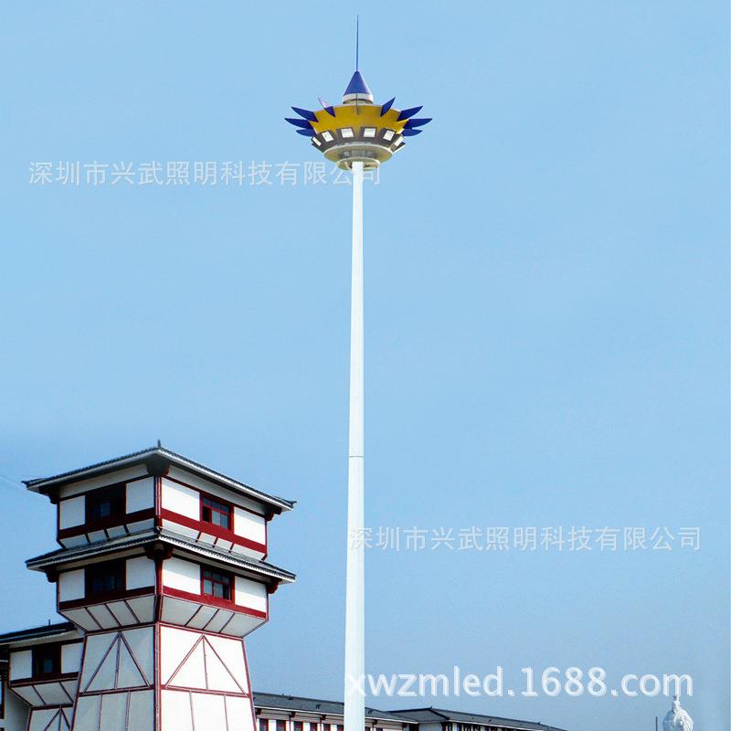 高杆灯,广场投光灯灯杆,球场灯杆带升降仿生灯杆钢结构