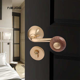 九固卧室门锁房间门把锁卫生间室内机械门把手原木家用磁吸分体锁