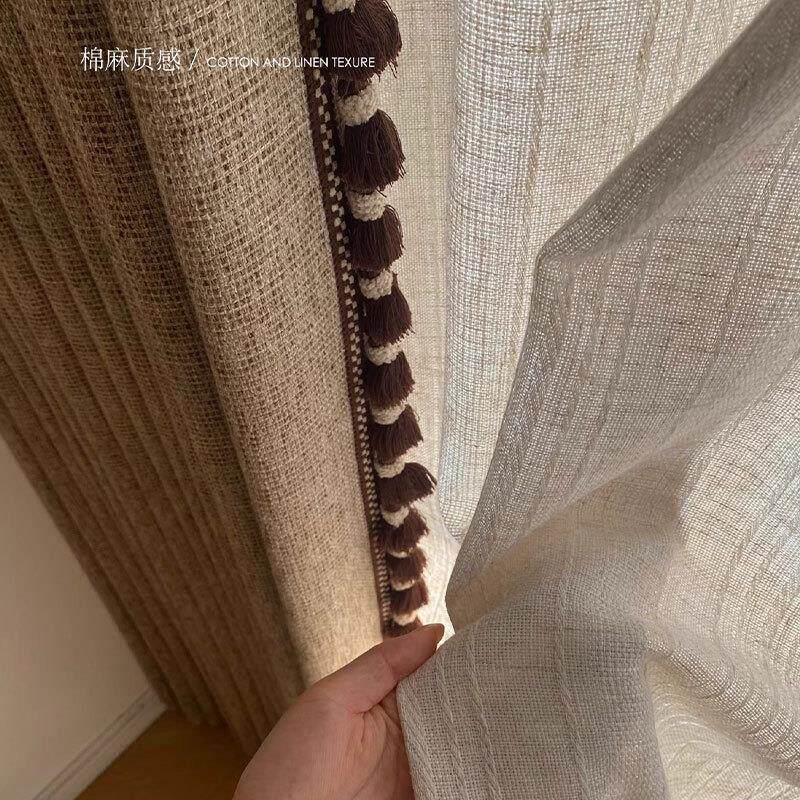秋幕棉窗帘835中古老帘钱风高级感客厅卧室立体肌遮光帘法麻式复