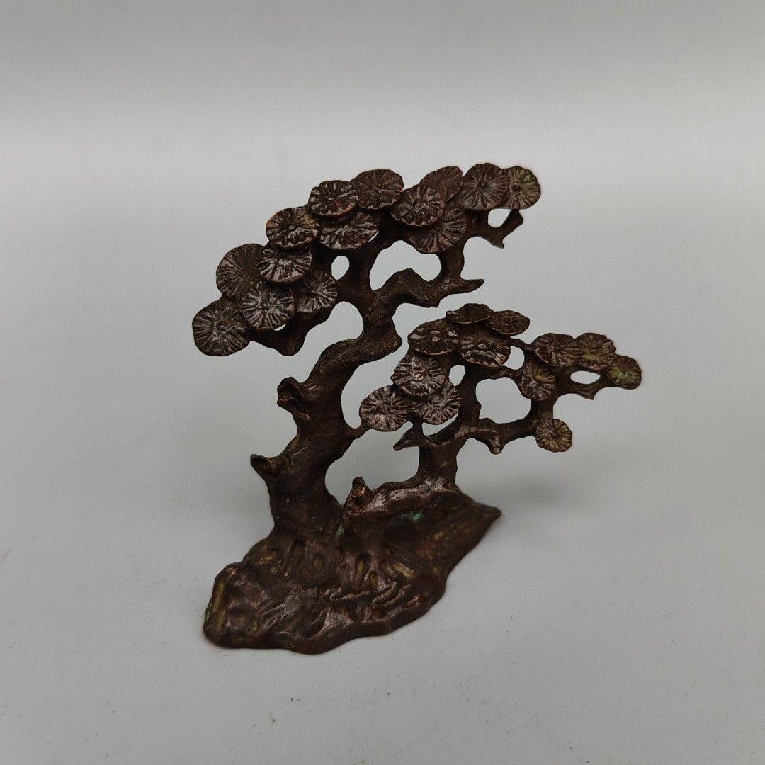 迎客松合金摆件架茶桌盆景中式复古小松树摆件