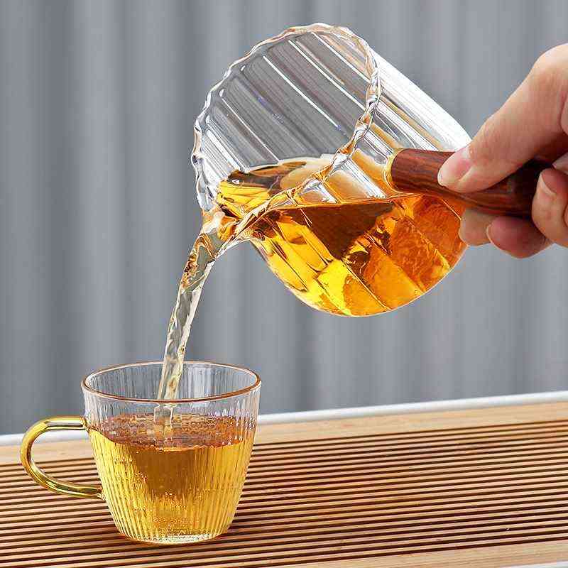 耐热玻璃公道杯茶漏分茶器加厚侧把公杯茶滤功道茶杯功夫茶具配件