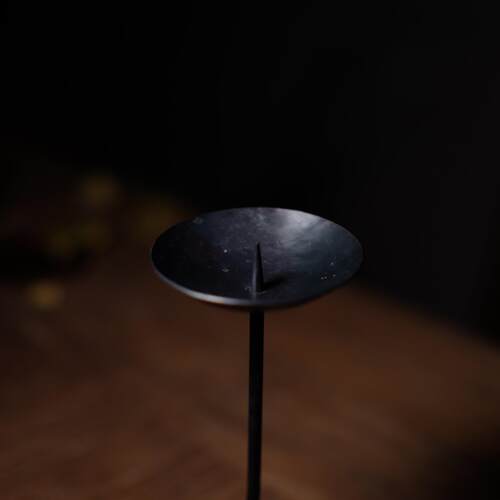 东际器物日式烛台诧寂风手作铁艺灯台复古扭曲纹蜡烛摆件茶室禅意