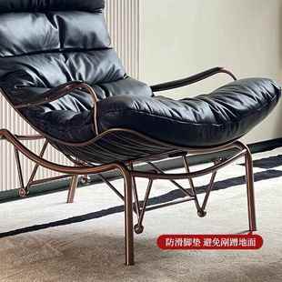 单人沙发椅代简约懒人沙发现家客厅用卧室民宿摇椅不锈钢架KB1579