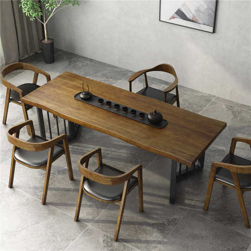 简约实木大茶桌新中式茶台办公室茶几禅意泡茶桌茶室会客桌椅组合