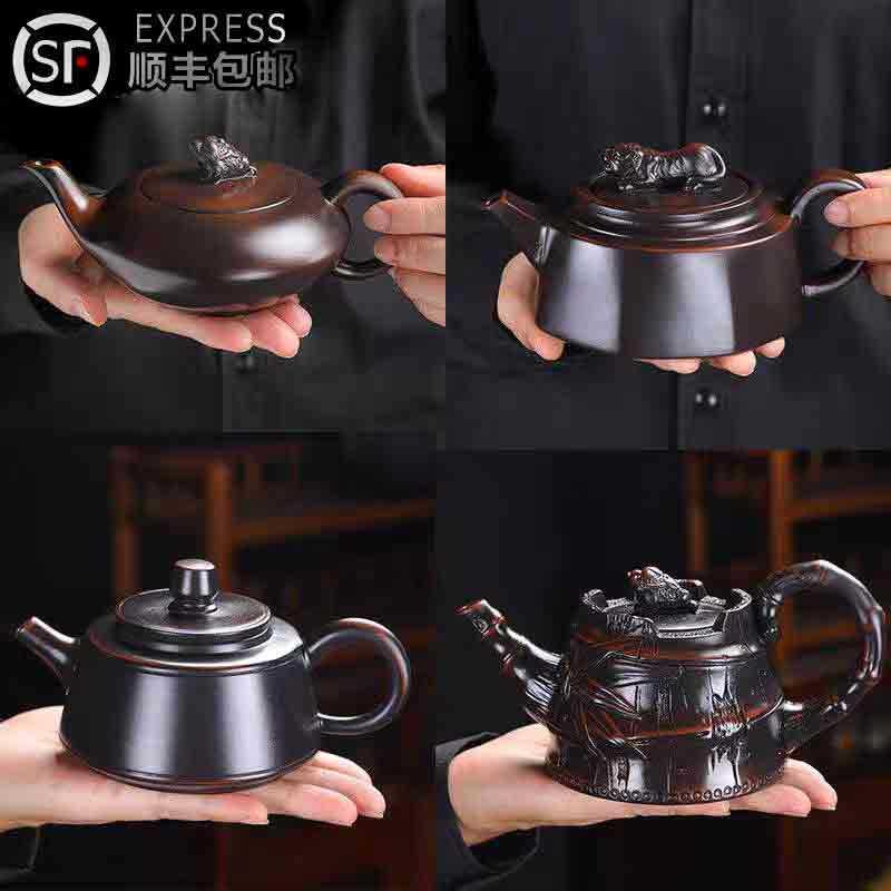 原矿建水紫陶手工雕刻紫砂壶凤鸣壶功夫茶具中式泡茶壶云南茶壶批
