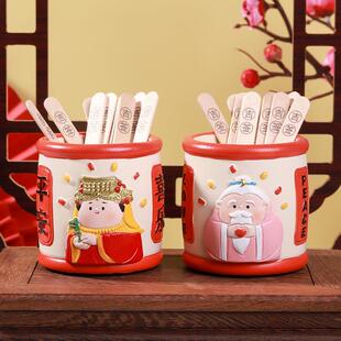 国潮神仙妈祖月老摇签罐工位桌面摆件家居装饰品创意文创纪念礼品