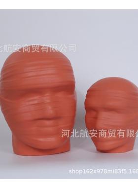 现代简约创意红色树脂人头像摆件样板房售楼处桌面茶几装饰品