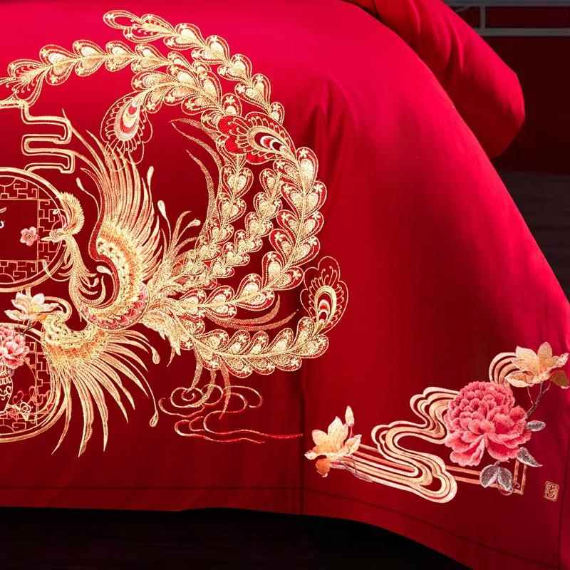 婚庆布家纺长绒绣棉新房H2149置刺婚房装修套件床上用品龙凤报喜