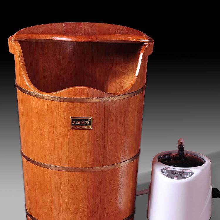 足浴泡脚桶加热汗蒸熏蒸桶木质蒸汽洗脚木桶家用高深桶泡脚盆