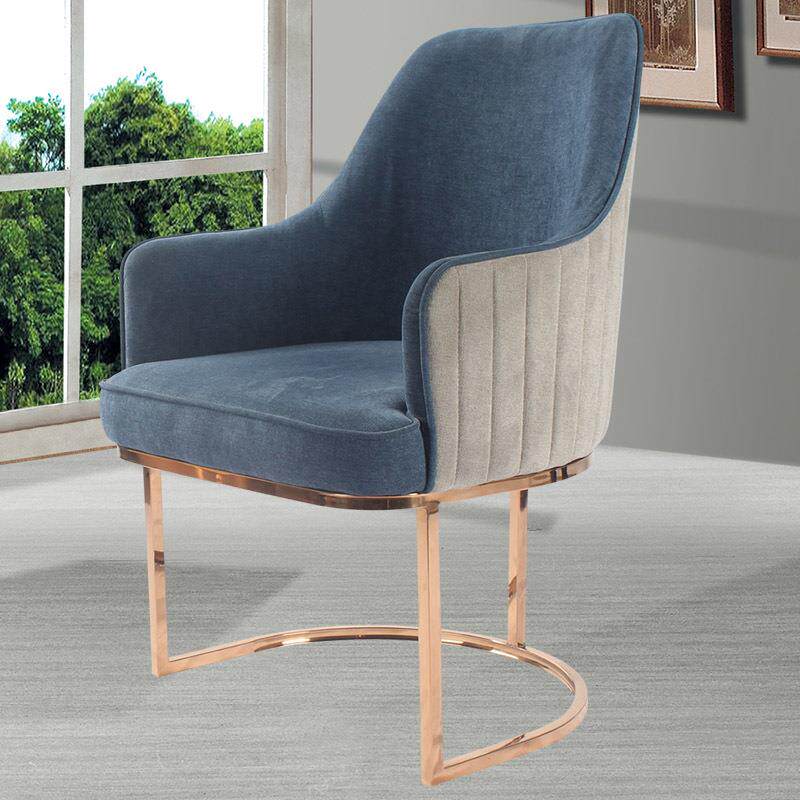 现代简约小户型布沙发轻奢单人椅客厅高靠背网红椅子不锈钢懒人椅