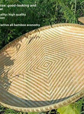 纯手工竹编老式无孔家用烘干簸箕圆形增强竹制簸箕