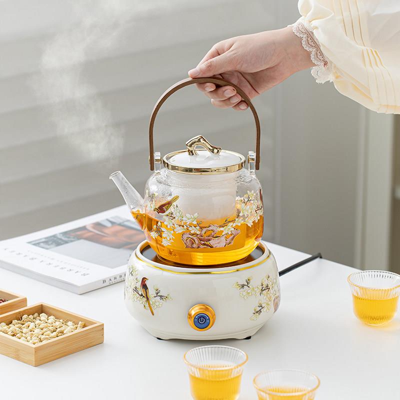 电陶炉煮茶壶蒸煮双用大容量玻璃泡茶壶烧水喝茶围炉套装陶瓷家用