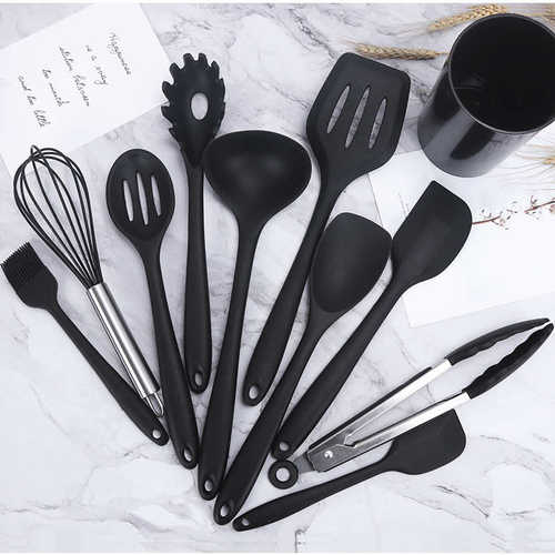 硅胶厨具10件套装 硅胶不粘锅锅铲 耐高温烹饪铲勺厨房用具