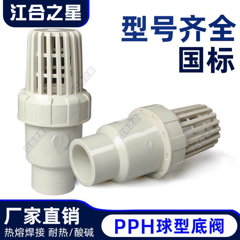 PPH底阀PPR球型逆止阀PP热熔球芯单向阀水泵抽水花篮莲蓬头过滤阀图片