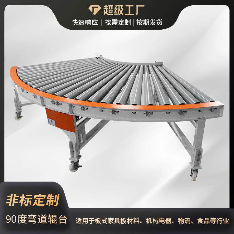 全自动滚筒输送机辊台输送板式家具制造配套地辊板材弯道传送带