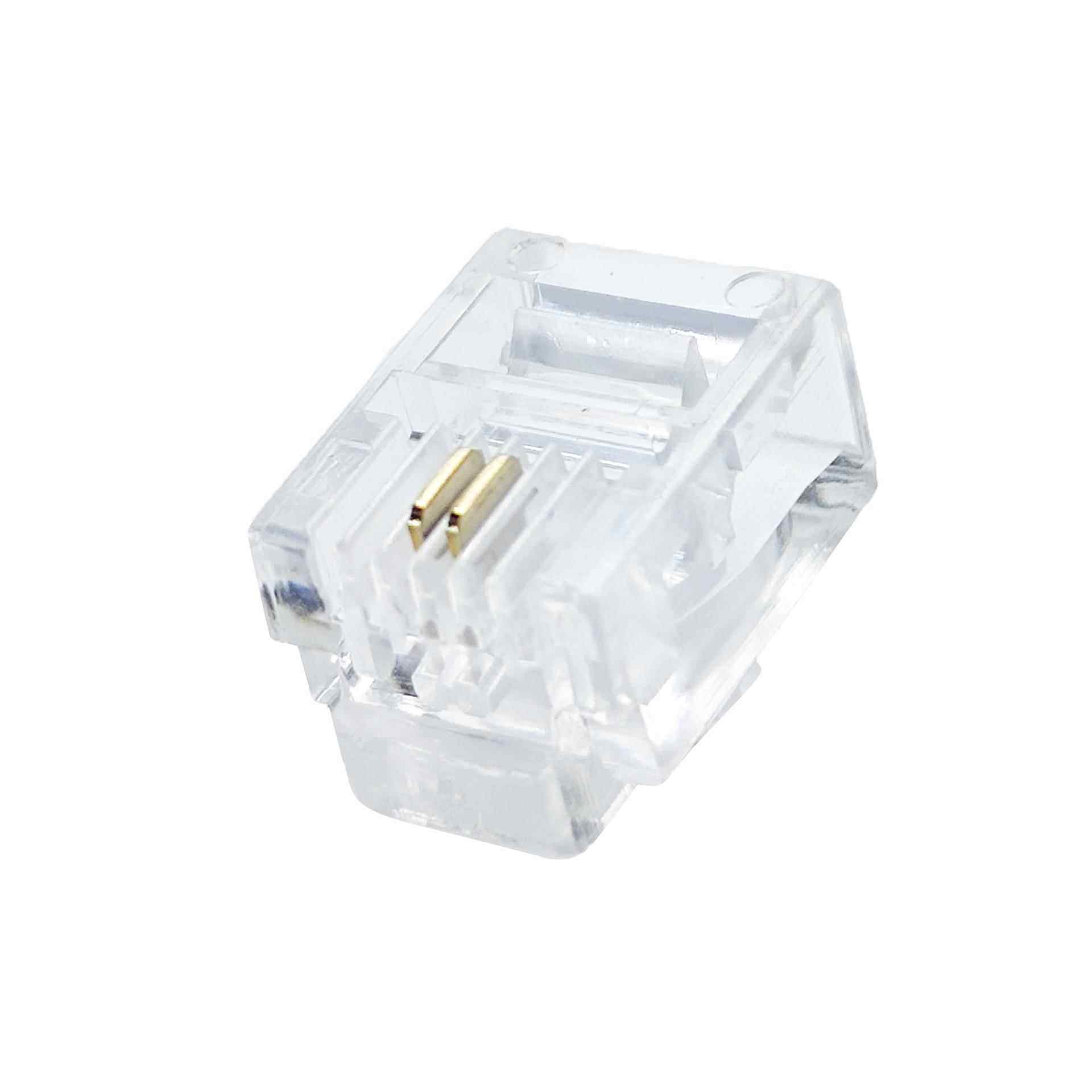 方贝RJ11 6P2C电话镀金网线连接头2芯电话水晶头 电话水晶头