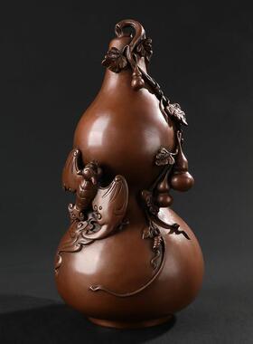 大石园铜福禄寿如意葫芦摆件招财纯铜葫芦乔迁开幕礼