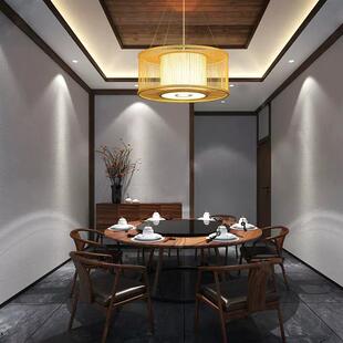 饭店吊灯酒店茶楼打菜专用灯具火锅店吊灯带射灯竹艺餐馆餐饮吊灯